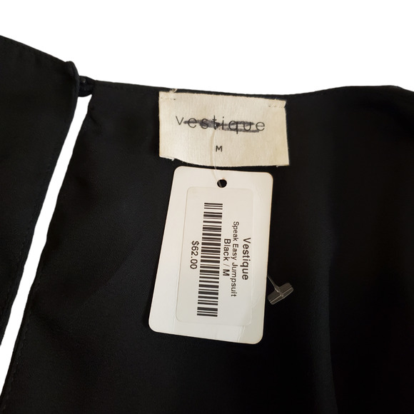 VESTIQUE Speak Easy Black Knotted V Neck Dressy Jumpsuit Women's Size Me… - Picture 10 of 15